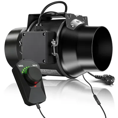 Produktbild von 150mm Rohrventilator 2800 RPM mit Frequenzumrichter EC-Motor 70W, Knopfverstellung 402 CFM 36-55 dB, Kanalventilator für Küche Garage Grow-Zelte