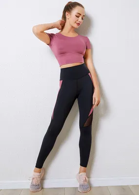 Image de Ensemble de sport avec crop top, rose M