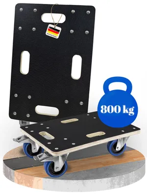 Immagine prodotto di Set di 2 carrelli Trucky, 33 x 50 cm, carrello da trasporto con portata di 800 kg, carrello per mobili con 4 ruote e 2 freni, carrello di trasporto per mobili