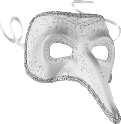 Produktbild von Venezianische Maske mit langer Nase und Verzierungen - silber