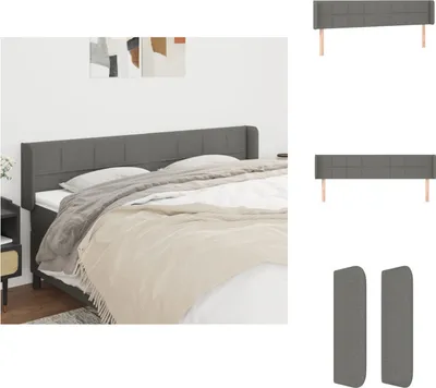 Produktbild von vidaXL Kopfteil mit Ohren Dunkelgrau 163x16x78/88 cm Stoff -  Kopf- & Fußenden