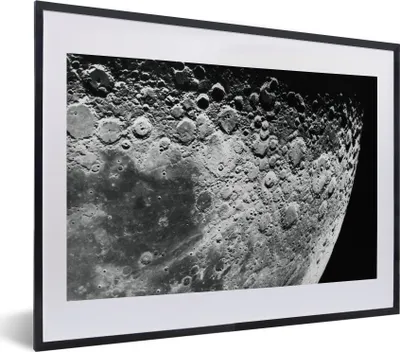Produktbild von MuchoWow® MuchoWow® Gerahmtes Poster Mond - Weltraum - Schwarz 40x30 cm - Poster mit zchwarzem Bilderrahmen - Bilderrahmen - Poster im Rahmen