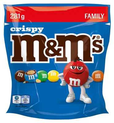 Zdjęcie produktu dla M&M'S Crispy – chrupiące ziarenka ryżu w mlecznej czekoladzie, opakowanie 281 g