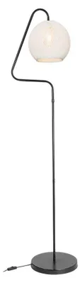 Immagine prodotto di Lampada da terra a stelo grigio e paralume tessuto bianco Yumak MDL4256