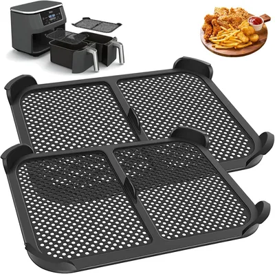 Produktbild von 2 Stück Silikon Spritzschutz für Ninja AF300EU Foodi Max Dual Zone Heißluftfritteuse, Kompatibel mit AF300 Serie - Hitzebeständig, Anti-Spritzer