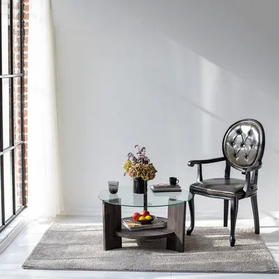 Zdjęcie produktu dla Skye Decor, Mahal - Anthracite, stolik kawowy, antracyt, 100% hartowane szkło, 75 x 75 x 40 cm