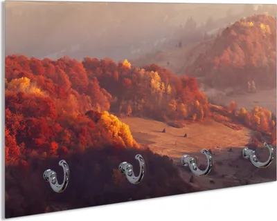 Produktbild von Wallario Schlüsselbrett aus Glas, Motiv: Herbstliche Berggipfel im Morgenlicht, 30 x 20 cm mit 4 Haken