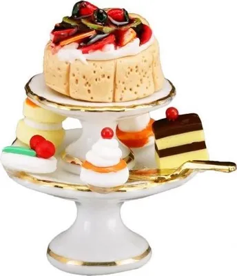 Produktbild von Tortenpyramide Miniatur aus Porzellan, Kuchendekor, 5 cm
