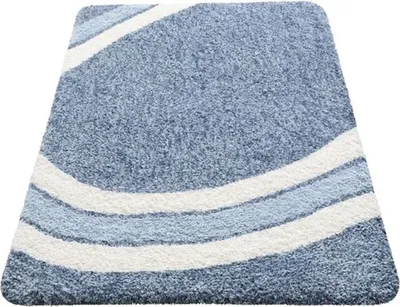 Produktbild von Spirella Badteppich Badematte Duschvorleger Mikrofaser Hochflor | flauschig | rutschhemmend | geeignet für Fußbodenheizung | 55x65 cm | Blau
