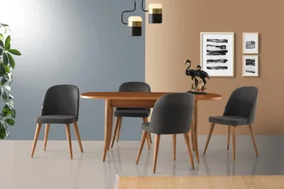Produktbild von Esszimmer Essgruppe Essecke Ausziehbar Esstisch Stühle 7tlg Braun