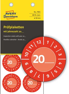 Obrázek produktu pro AVERY Zweckform 7901 80 AVERY Zweckform Prüfplaketten 7901 rot