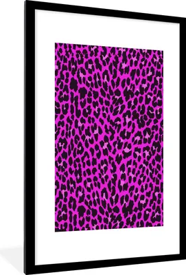 Produktbild von MuchoWow® Gerahmtes Poster Leopard - Pelz - Rosa 60x90 cm - Poster mit Schwarzem Bilderrahmen Wandposter Rahmen Foto Bilder - Dekoration - Wandposter Wohnzimmer - Hochwertig
