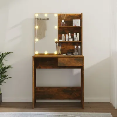 Produktbild von "im Angebot" Schminktisch mit LED Braun Eiche 74,5x40x141 cm - Schminktische CC21791