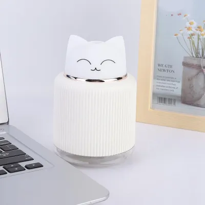 Obrázok produktu pre Biely plastový 300 ml ultrazvukový zvlhčovač vzduchu pre mačky USB Mistoriser Domácnosť LED nočné svetlo biela