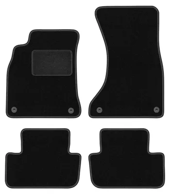 Obrázek produktu pro Velurové autokoberce pro: Audi A4 B8 2007-2015 (sedan/kombi/Allroad) – sada 4 ks, černé, na míru – Wielganizator LUX