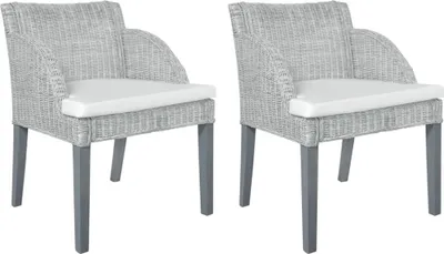 Produktbild von Esszimmerstühle mit Kissen 2 Stk. Grau Natur Rattan