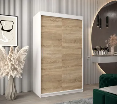 Obrázok produktu pre Šatníková skriňa TIMEA v šírke 120 cm - biela / dub sonoma