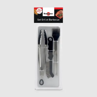 Image de Set de 3 ustensiles pour gril et barbecue - Krampouz - ASG1 -
