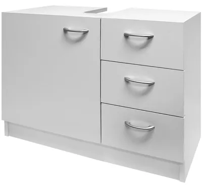Obrázek produktu pro CASARIA® Spodní skříňka pod umyvadlo se 3 zásuvkami Dřevo Bílá spodní skříňka pod umyvadlo 63x30x54cm Spodní skříňka pod umyvadlo Úzká stojící skříňka do koupelny