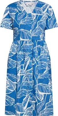 Produktbild von knielanges blaues Baumwollkleid XL mit Knopfleiste