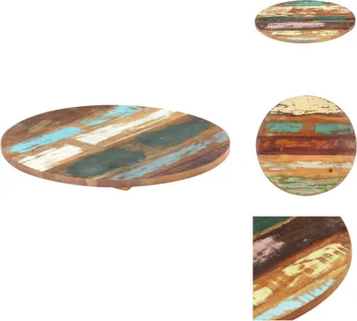 Image de vidaXL Plateau de table rond 50 cm 25-27 mm Vieux bois massif - Plateaux de table