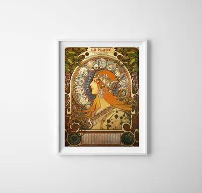 Produktbild von Poster - Canvas - Leinwand - 21 cm x 29,7 cm - Fotoposter - Leinwandkunst - Alphonse Mucha Frau Zodiac