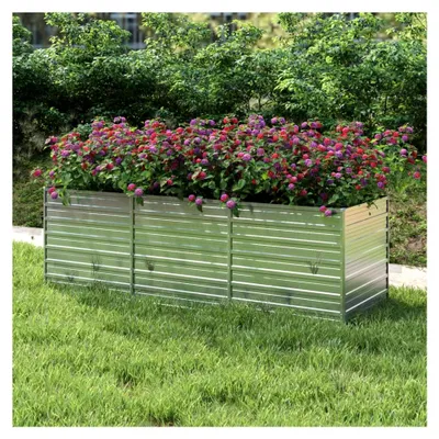 Produktbild von Hochbeet aus verzinktem Stahl, 240 x 80 x 77 cm, silber