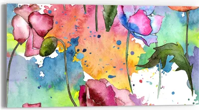 Produktbild von DEQORI Glasbild Echtglas 60x30 cm 'Aquarell-Farbrausch' Wandbild Bild modern Deko