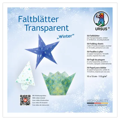 Faltpapiere Winter, 50 Stück, 15x15 cm, 115 g/m²