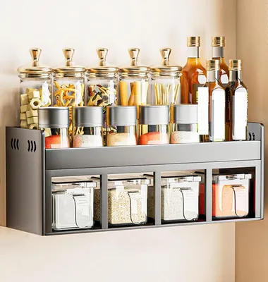Immagine prodotto di Portaoggetti da cucina con cassetto e scaffale per le spezie