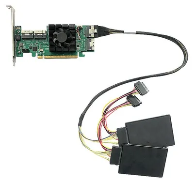 Image de Highpoint TS8I-8639-060, 0,6 m, 1x SFF-8654 NVMe, 2x SFF-8639 NVMe, droit, droit, mâle