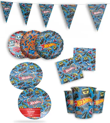 Produktbild von Hot Wheels 41-tlg. Party Set – Deko mit Bechern Tellern Servietten Ballons