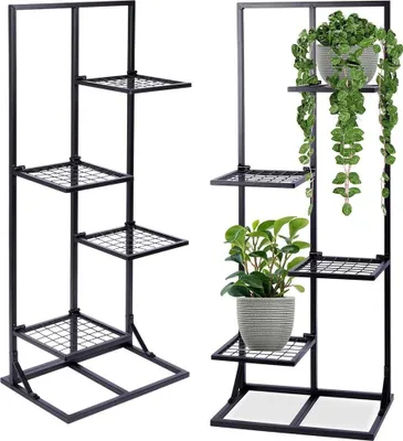 Produktbild von Metallblumenständer, 4-stufig, mehrstöckiger Ständer für Blumentöpfe, Pflanzen, Blumen