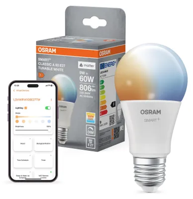 Obrázok produktu pre Osram SMART+, 9 W, 60 W, E27, 806 lm, 20000 h, Biela