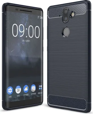 Produktbild von Schutzhülle Handyhülle für Nokia 9 Case Cover Carbon Optik Blau