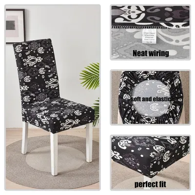 Obrázek produktu pro Sada elastických potahů na židle, moderní design, vhodná do jídelny, kuchyně, na svatby a oslavy, omyvatelná, 4 kusy