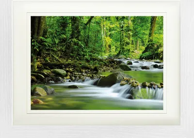 Zdjęcie produktu dla Forests Framed Picture With Elegant Passepartout | Wall Art | In Picture Frame - Magical Mountain River (30 x 40 cm)