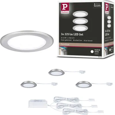 Image de Paulmann LED lampes à encastrer pour meubles, set de 3 pièces