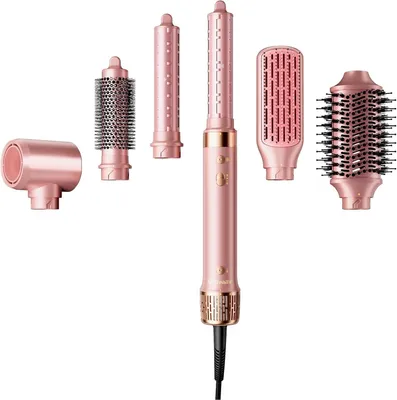 Produktbild von Airstyler 6-in-1 Warmluftbürste & Ionen-Föhn | Auto-Wrap Lockenstab, Glättbürste, Volumenstyler | 3 Temperaturen, Reiseetui, Für alle Haartypen