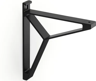 Image de Lot de 2 équerres de fixation murale aluminium mat noir, P.16 cm
