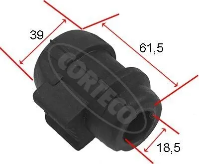 Produktbild von CORTECO 80001465 Lagerung Stabilisator Stabigummi Links Rechts Vorne für RENAULT CLIO II (BB0/1/2, CB0/1/2) MEGANE I (BA0/1) MEGANE Scenic (JA0/1)