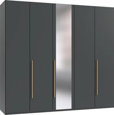 Produktbild von Drehtürenschrank >LONDON< in GRAFIT - SPIEGEL - 225x208x58cm (BxHxT)
