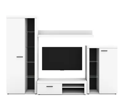 Image de AX LIVING Spacoro Meuble-paroi blanc largeur 270 cm, de haute qualité, sans LED