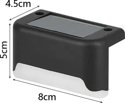 A solar-powered outdoor light with dimensions indicated.