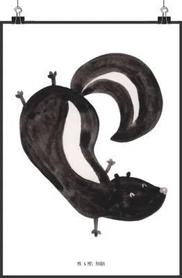 Produktbild von Mr. & Mrs. Panda Bild Stinktier Handstand DIN A1 - Weiß - Geschenk, drucke, Spielplatz, Deko, Raubtier, Plakat, Wandbild, Wildtier, Kunstdruck, Stinker, Skunk
