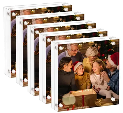 Acryl-Fotorahmen 17,8x17,8 cm, 5 Stück, transparent, magnetisch, Tischdisplay