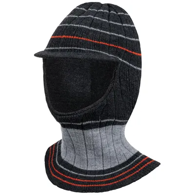 Produktbild von Jungen Wintermütze Schalmütze Schlauchmütze Strickmütze warme Mütze, Graphitgrau-Orange