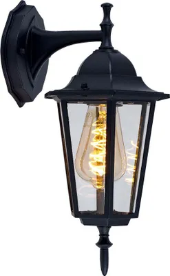 Produktbild von E27 Auenbeleuchtung - Wandlampen - Down - IP44 - Mattschwarz