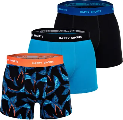 Produktbild von Happy Shorts Herren Boxer Shorts, 3er Pack - Retro Jersey, Logobund Leaves M