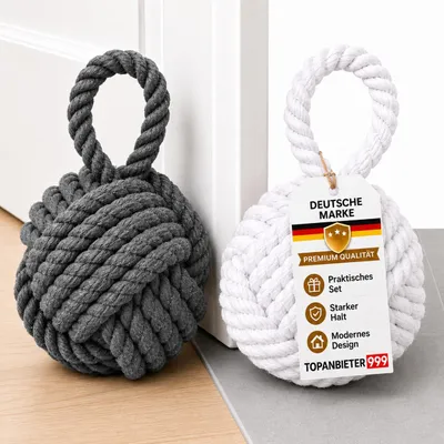 Produktbild von TOPANBIETER 999 Türstopper 2er Jute grau weiß Tür Stopper Türkeil Türsack